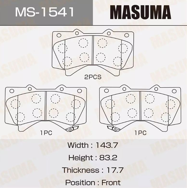 Тормозные колодки диск. Masuma MS 1541