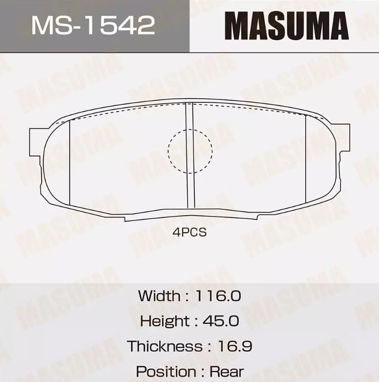 Тормозные колодки диск. Masuma MS 1542