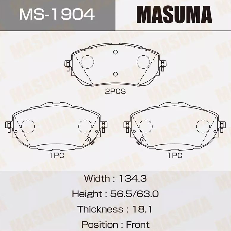 Тормозные колодки диск. Masuma MS 1904