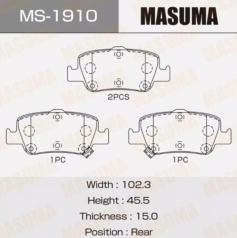 Тормозные колодки диск. Masuma MS 1910