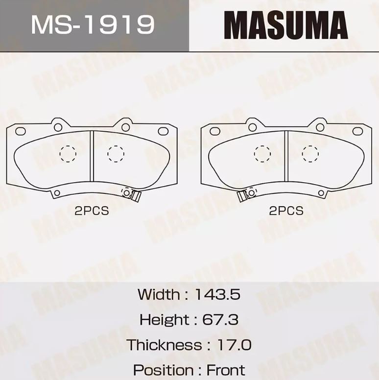 Тормозные колодки диск. Masuma MS 1919