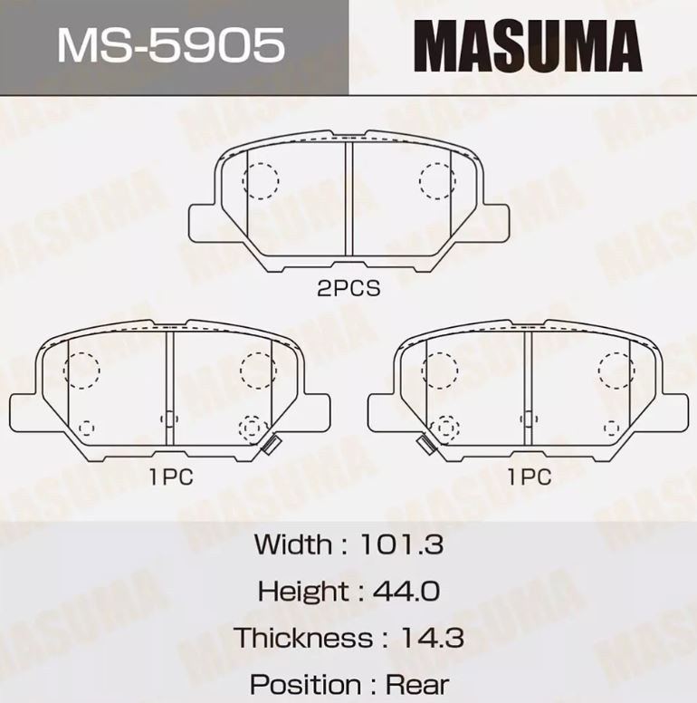 Тормозные колодки диск. Masuma MS 5905