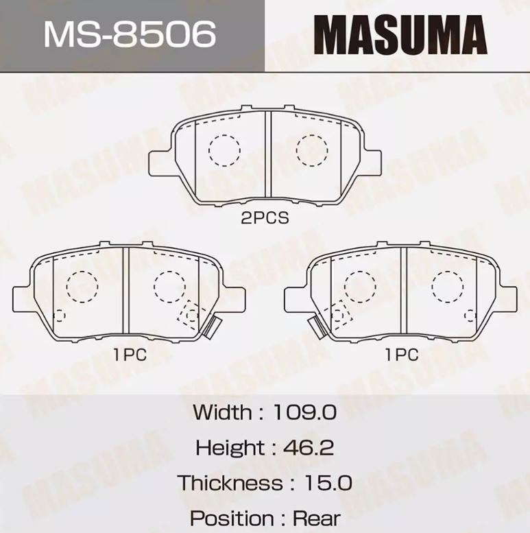 Тормозные колодки диск. Masuma MS 8506