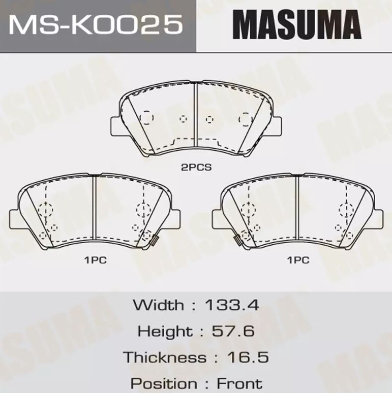 Тормозные колодки диск. Masuma MS К0025N